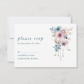 Cartons Réponse fleurs et papillons rose violet et bleu (Devant)