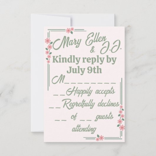 Cartons Réponse Fleurs Fanées de l'Ère de la Dépression (Devant)