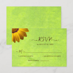 Cartons Réponse Fleurs jaunes sur Mariage vert Abstrait