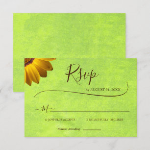 Cartons Réponse Fleurs jaunes sur Mariage vert Abstrait