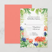 Cartons Réponse Fleurs modernes Aquarelle Corail Bleu Foliage Vert (Devant / Derrière)