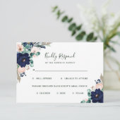 Cartons Réponse Fleurs nautiques Marine et Mariage rose choix de r (Debout devant)