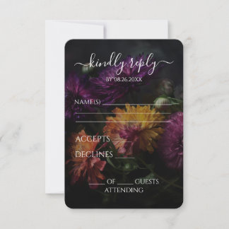 Cartons Réponse Fleurs Orange Violet Jaune Mariage