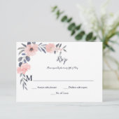 Cartons Réponse Fleurs rose pâle - Blanc - Mariage | (Debout devant)