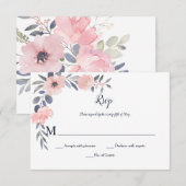 Cartons Réponse Fleurs rose pâle - Blanc - Mariage | (Devant / Derrière)