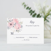 Cartons Réponse Fleurs rose pâle - Blanc - Mariage | (Debout devant)