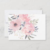 Cartons Réponse Fleurs rose pâle - Blanc - Mariage | (Dos)