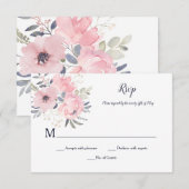 Cartons Réponse Fleurs rose pâle - Blanc - Mariage | (Devant / Derrière)