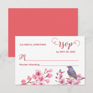 Cartons Réponse Fleurs roses Aquarelle Mariage féminine