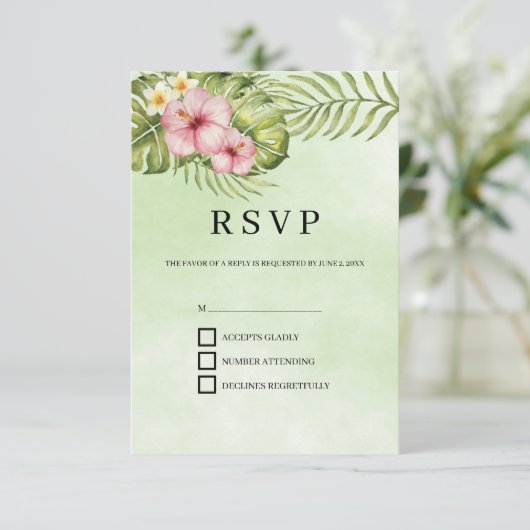 Cartons Réponse Fleurs roses Arrière - plan vert (Debout devant)