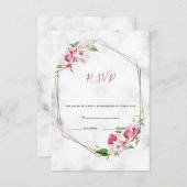 Cartons Réponse Fleurs Roses Avec Or (Devant / Derrière)