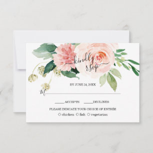 Cartons Réponse Fleurs Roses Blush Mariage de calligraphie Aqua pr
