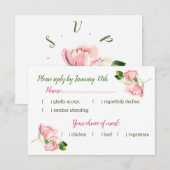 Cartons Réponse fleurs roses chaudes vert feuilles (Devant / Derrière)