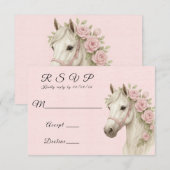 Cartons Réponse Fleurs roses Cheval Peint Mariage (Devant / Derrière)