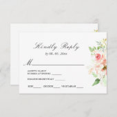 Cartons Réponse Fleurs roses délicates Verdure Mariage Floral (Devant / Derrière)