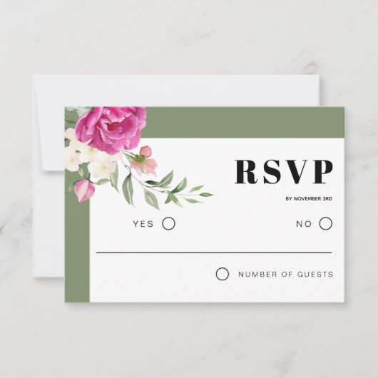 Cartons Réponse Fleurs roses et blanches fleuries sauge vert maria (Devant)