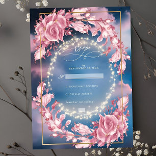 Cartons Réponse Fleurs Roses Et Étincelles Mariage