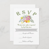 Cartons Réponse Fleurs roses folkloriques mariage floral moderne R (Devant / Derrière)