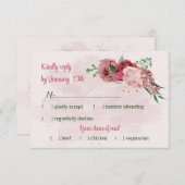 Cartons Réponse fleurs roses vert feuille mariage botanique (Devant / Derrière)