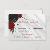 Cartons Réponse fleurs rouges et noires choix de repas en marbre (Devant)