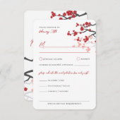 Cartons Réponse Fleurs rouges Sakura Fleurs cerises fleurs Mariage (Devant / Derrière)