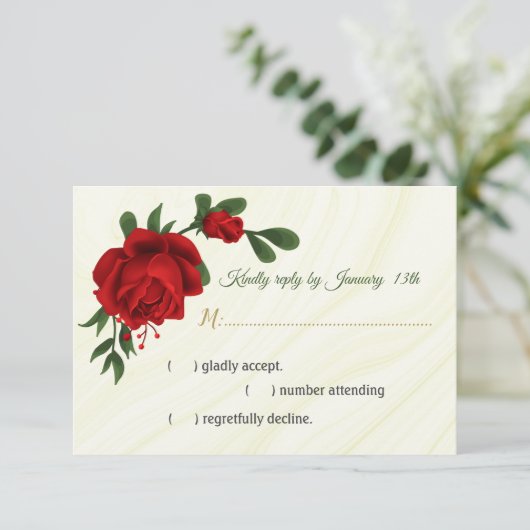 Cartons Réponse fleurs rouges vert feuilles (Debout devant)
