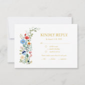 Cartons Réponse Fleurs sauvages d'aquarelle Boho Mariage or Boho (Devant)
