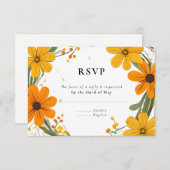 Cartons Réponse Fleurs sauvages orange et jaune Mariage de couronn (Devant / Derrière)