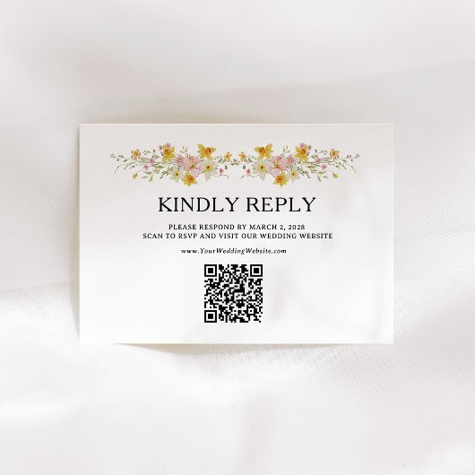 Cartons Réponse Fleurs sauvages printanières | Code QR aquarelle
