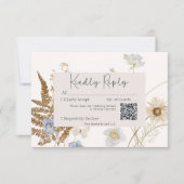 Cartons Réponse Fleurs sauvages sur Cream Mariage QR Code (Devant)