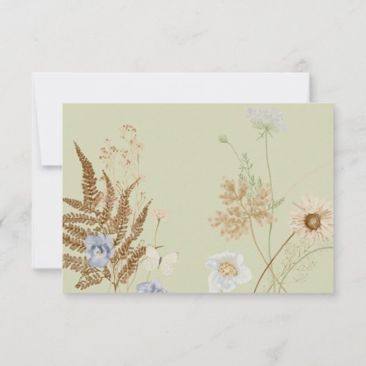 Cartons Réponse Fleurs sauvages sur la lumière Mariage Trois dîner (Dos)