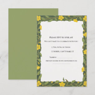 Cartons Réponse Fleurs sauvages vert jaune élégantes Floral