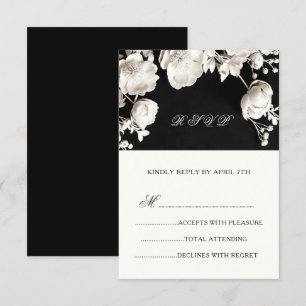 Cartons Réponse Fleurs Sculpturales Noir Et Blanc Roses Sauvages