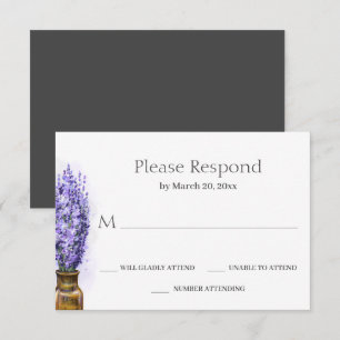 Cartons Réponse Fleurs simples Lavande Mariage Floral moderne