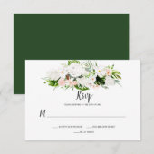 Cartons Réponse Fleurs tropicales aquarelles rose blush et blanc (Devant / Derrière)