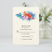 Cartons Réponse Fleurs tropicales exotiques - Mariage rose et aqua (Debout devant)