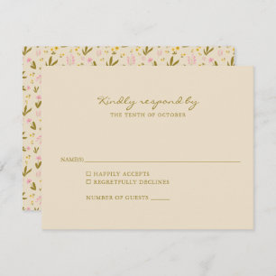 Cartons Réponse Fleurs vert rose vintage Mariage simple
