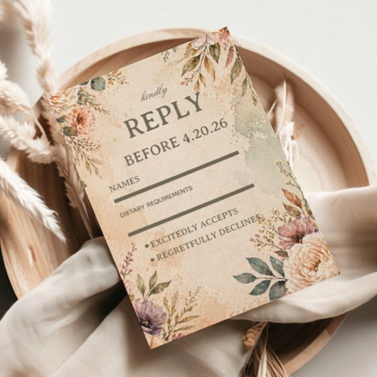 Cartons Réponse Fleurs Vintage Douces