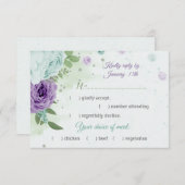 Cartons Réponse fleurs violettes bleues verdure choix de repas bot (Devant / Derrière)