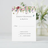 Cartons Réponse Fleurs violettes roses avec papillons (Debout devant)