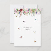 Cartons Réponse Fleurs violettes roses avec papillons (Dos)