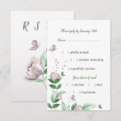 Cartons Réponse fleurs violettes vert feuilles (Devant / Derrière)