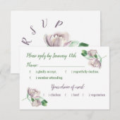 Cartons Réponse fleurs violettes vert feuilles (Devant / Derrière)