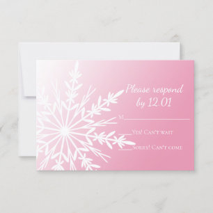 Cartons Réponse Flocon de neige blanc sur mariage d'hiver rose RSV