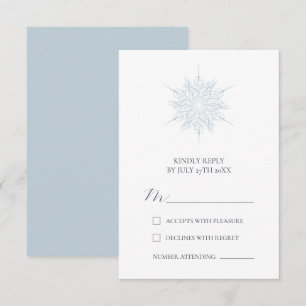 Cartons Réponse Flocon de neige bleu glace Élégant Mariage d'hiver