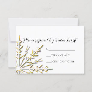 Cartons Réponse Flocon de neige en or sur le mariage d'hiver blanc