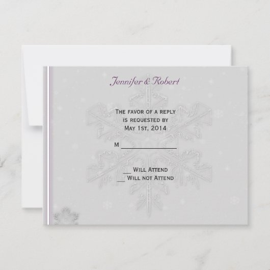 Cartons Réponse Flocons de neige sur argent avec accents d'aubergi (Devant)