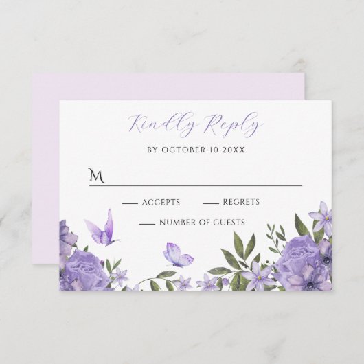 Cartons Réponse Floraison fleurie violette (Devant / Derrière)