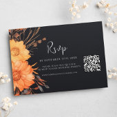 Cartons Réponse Floral Automne QR Code Mariage noir