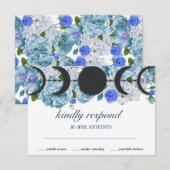 Cartons Réponse Floral Blue Moon Phase Wicca Handfasting (Devant / Derrière)